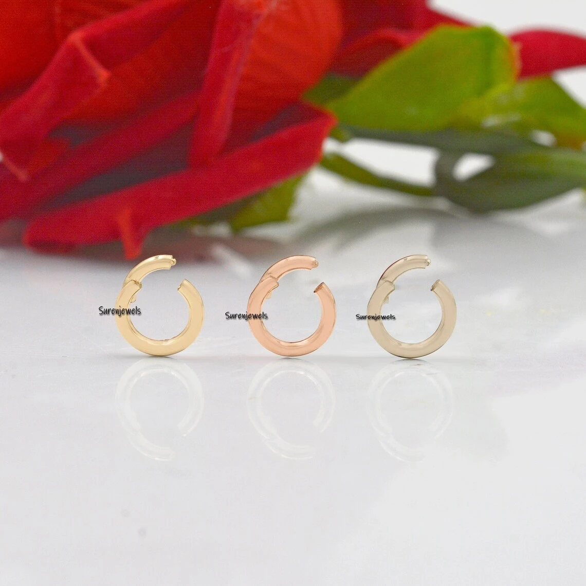 14k Solid Gold Round Charm Holder Enhancer – 10mm Circle Connector for Charms