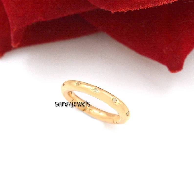 14K Gold Diamond Charm Lock – Oval Push Enhancer, Openable Clasp, Connector for Charms & Pendants