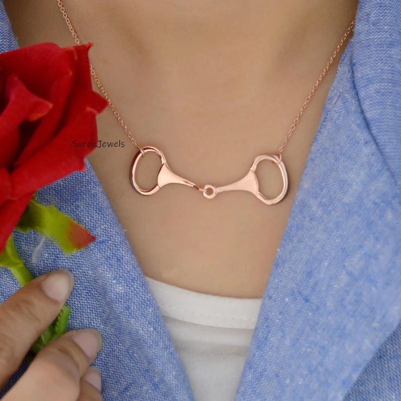 14K Gold Snaffle Bit Necklace – Elegant Equestrian Charm Necklace