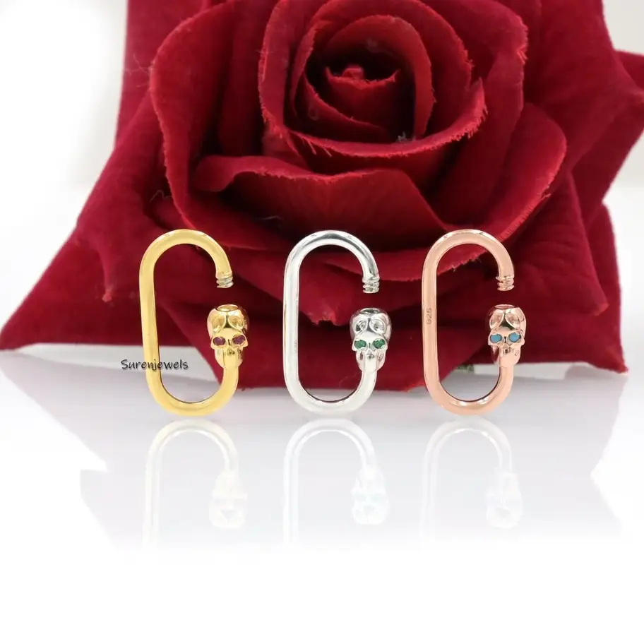 9K Gold Skull Screw Carabiner Lock – Elegant & Durable Jewelry Connector