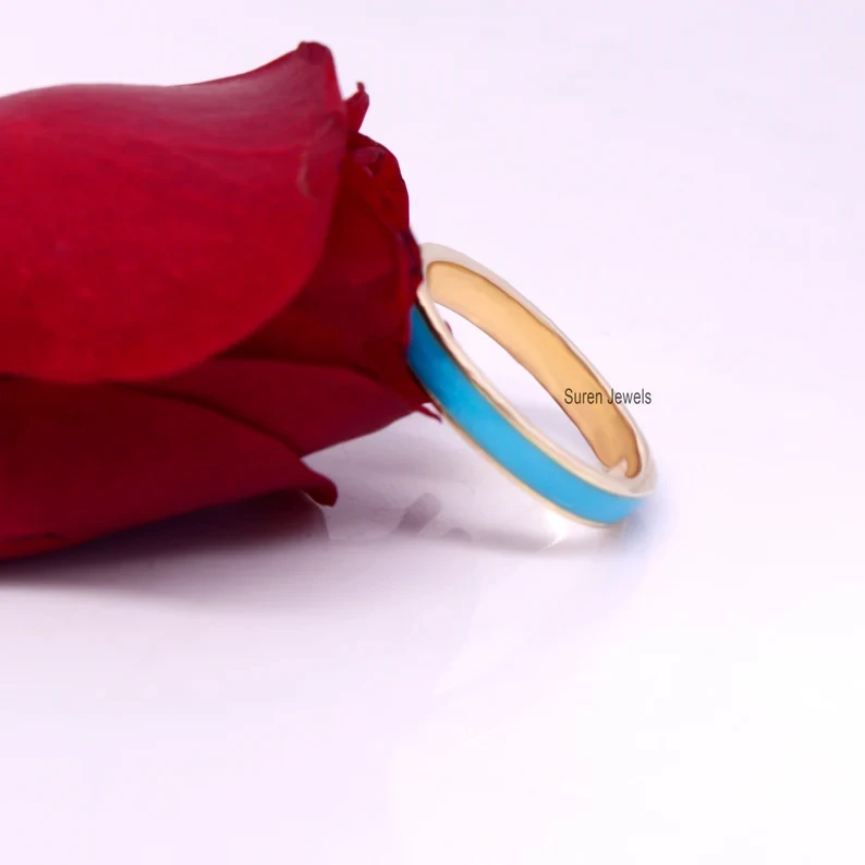 925 Silver Multi-Color Enamel Band Ring – Colorful Stacking Ring