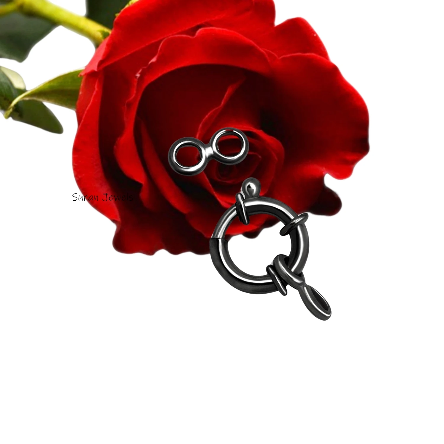 925 Gold Spring Sailors Clasp – Solid Silver Yellow Gold Spring Ring Connector for Charm Holders