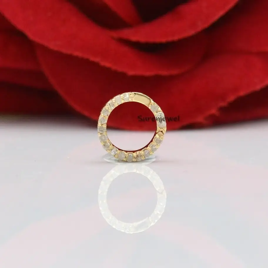 14K Gold Round Charm Holder – Diamond & Gemstone Enhancer Link