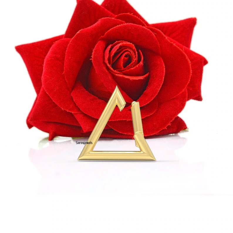 14k Gold Triangle Charm Holder | Push Lock Jewelry | Wholesale Snap Lock Gold by Suren Jewels